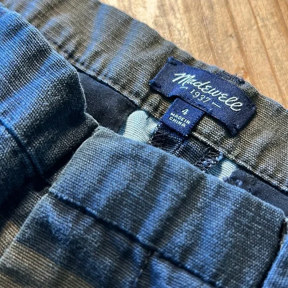 Madewell Black/Taupe Striped Denim Shorts with pockets - Picture 2 of 5